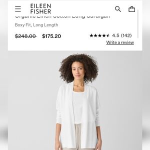 NWT Eileen Fisher Organic Linen Cotton Long Cardigan